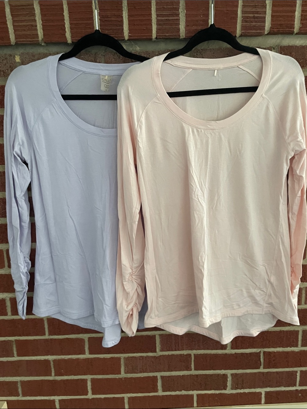Women's Long Sleeve Scoop Neck Top - Light Pink & Light Purple